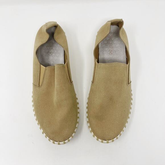 Dav Womens Size 6 Cream White Suede Slip On Sneakers Comfort Round Toe Leather - Picture 2 of 10